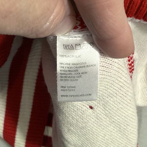 Tipsy Elves Santa's Close Up Red White Striped Ugly Christmas Sweater Men's L - Picture 9 of 9